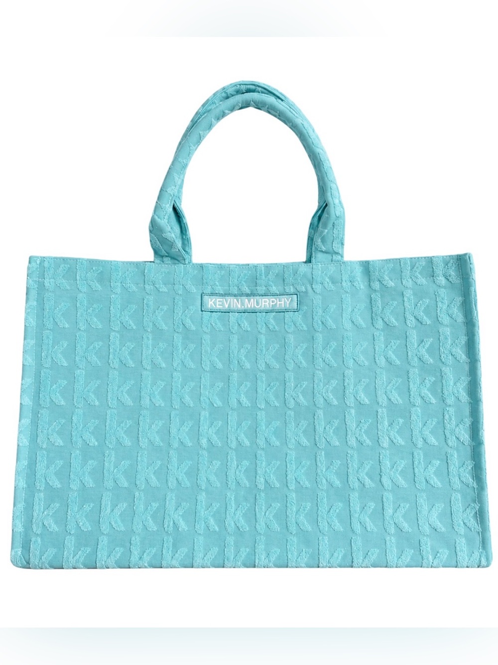KEVIN.MURPHY Aqua Blue Logo Tote Bag Large Textured Shopper